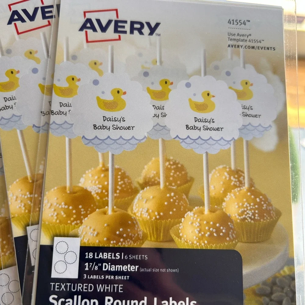 NWT Avery scalloped edge label stickers printable baby shower bridal sho…